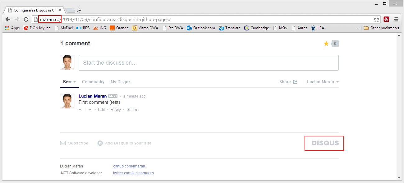 Configurarea Disqus in Github Pages